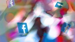 Facebook badges on a blurred dynamic background