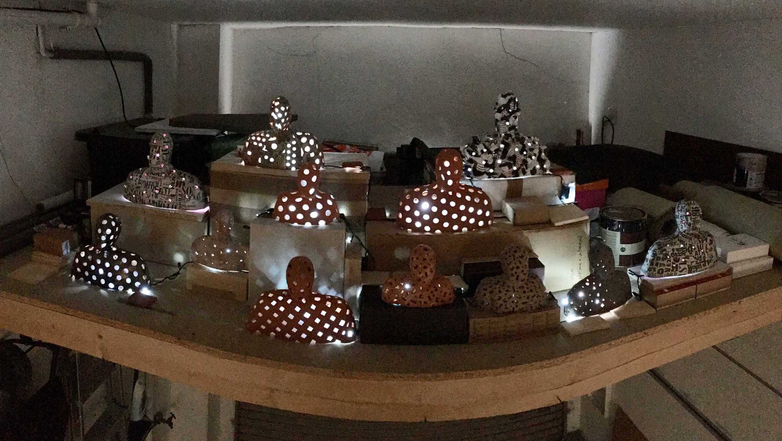 Civilians installation of Enlightenment, a ceramic sculpture by Simon Fell