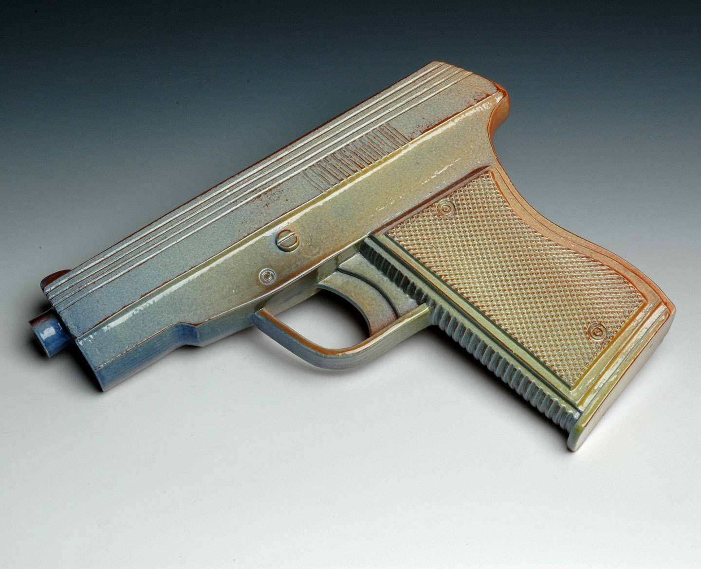 Potgun 1, a large pistol, ceramic, length 30cm, wow